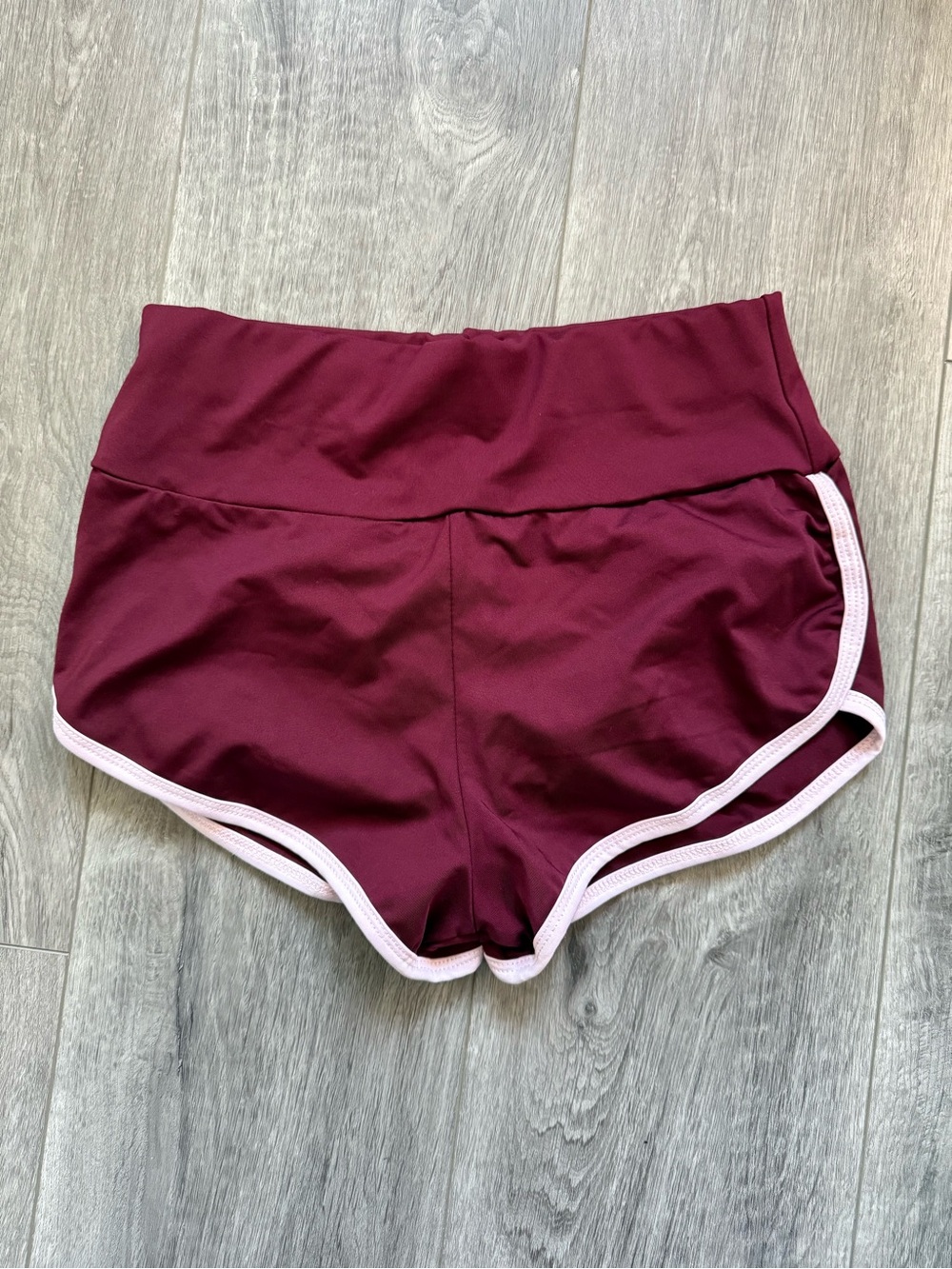 Women's Maroon Athletic Shorts with White Trim